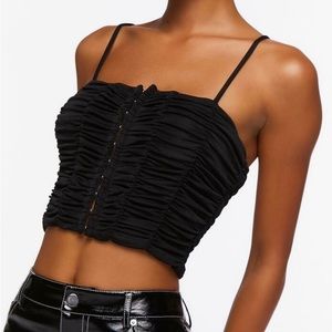 Forever 21 Ruched Hook-and-Eye Cropped Cami. NWT. Size XS. Out of stock online.